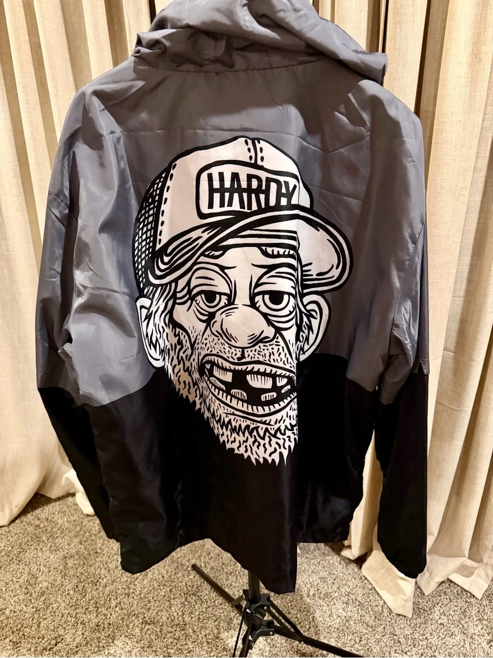 Two-Tone Gray and Black Hardy World Tour 2025 Windbreaker